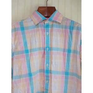 Charleston Threads Shirt Mens‎ Medium Pastel Plaid Long Sleeve Button Front Top